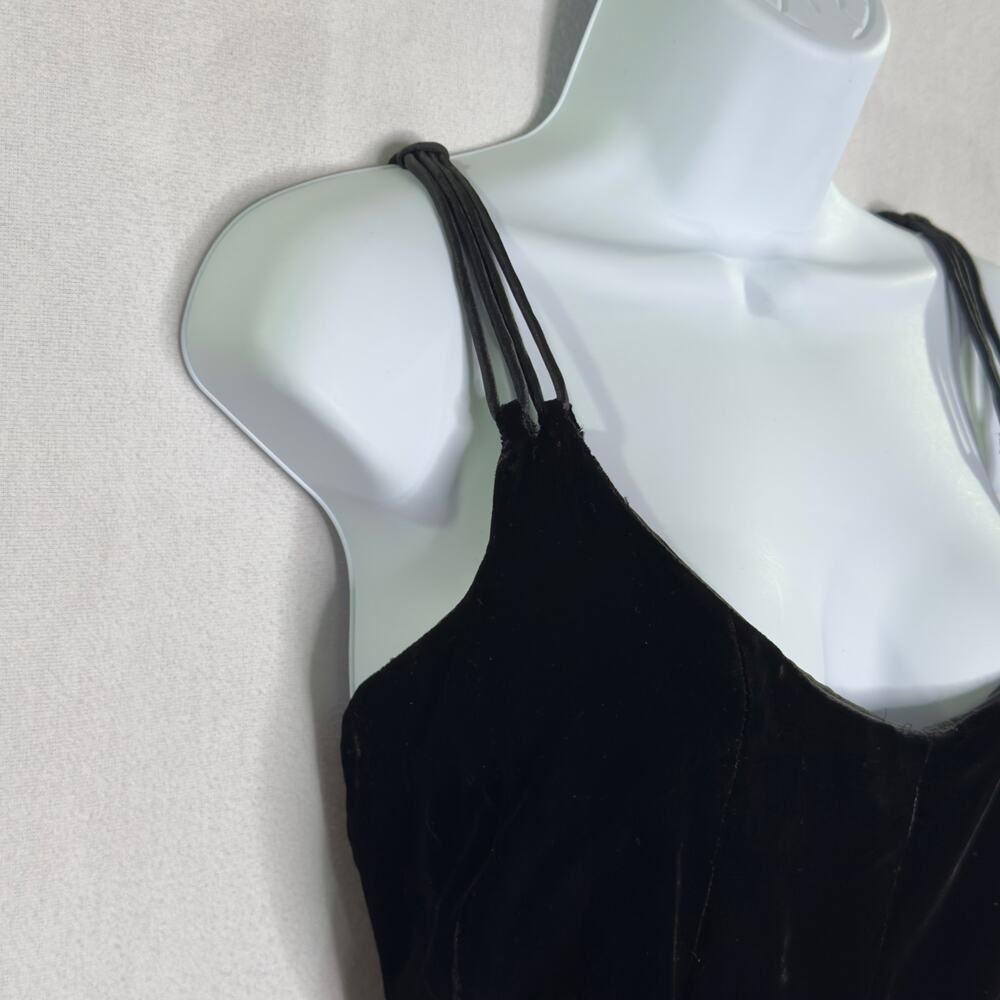 Giorgio Armani IT44 US8 Black Velvet Multi Strap Evening Dress Scoop Neck *flaw - Picture 7 of 15